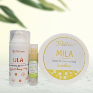 Set izdelkov za zimsko nego (maslo za telo+krema za roke+balzam za ustnice)